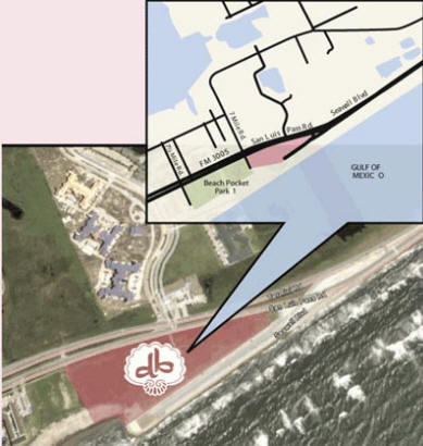Map of Diamond Beach in Galveston